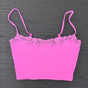 SKIMS Pink Lace Detail Top
